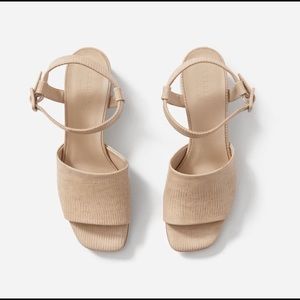 Everlane Block heel strap sandal, taupe/beige, size 7.5